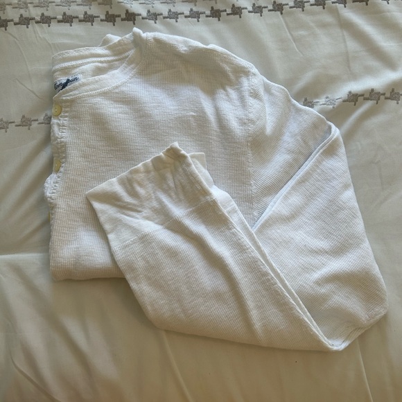 NWOT J.Crew x Homespun Knitwear L/S Old-timer Henley in White, XL - Picture 3 of 4